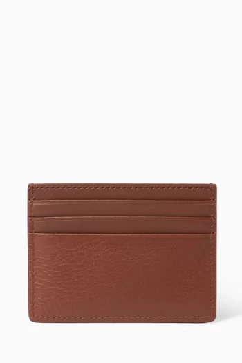 حافظة بطاقات بشعار الماركة جلد