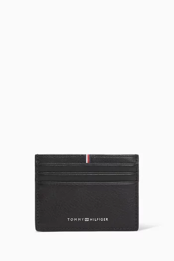 حافظة بطاقات بشعار الماركة جلد