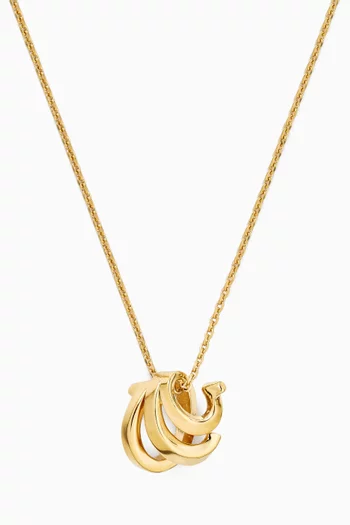 Triple Gancini Pendant Necklace in Brass