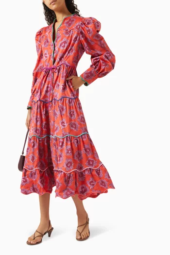 فستان هوب مزين بنقشة قطن