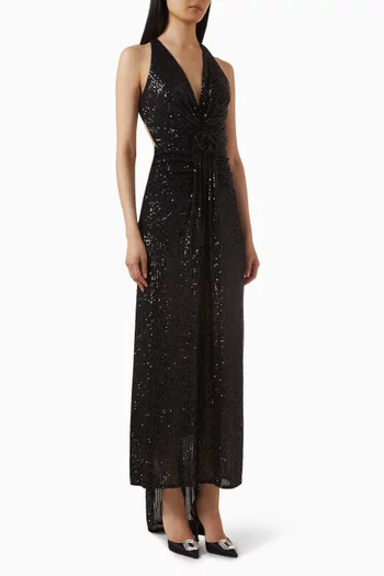 Sequin-embellished Backless Gown