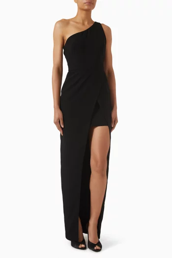 One-shoulder Diagonal Gown in Crepe