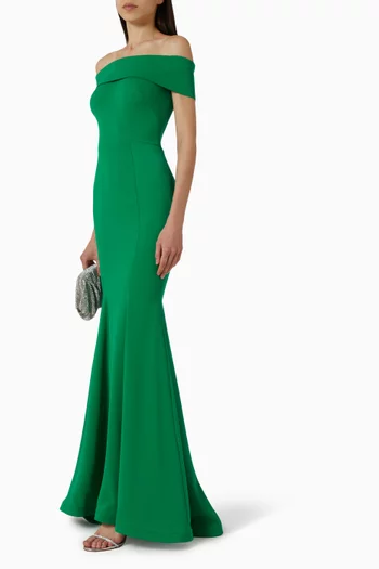 Off-shoulder Mermaid Gown in Crepe