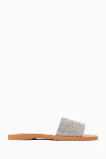 Golden Haze Flat Sandals in Faux Leather