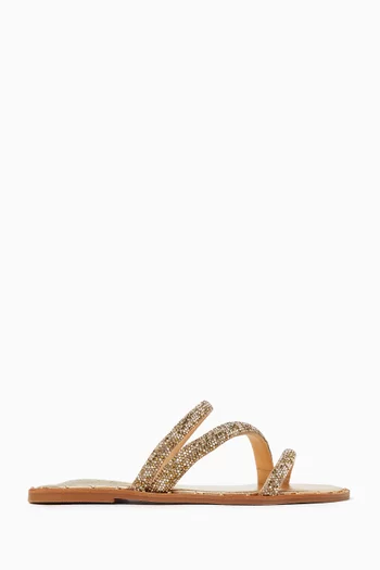 Crystal-embellished Sandals in Metallic Leather