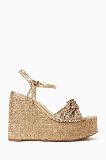 Anabela 125 Wedge Sandals in Metallic Leather
