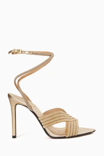 95 Crystal-embellished Sandals in Metallic Leather