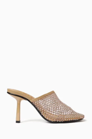 95 Crystal-embellished Mules in Mesh & Plexi