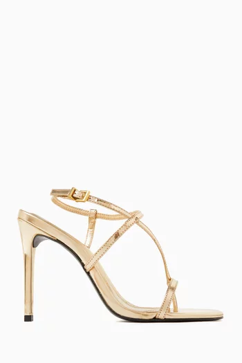 صندل أزور بكعب 105 مم جلد لامع