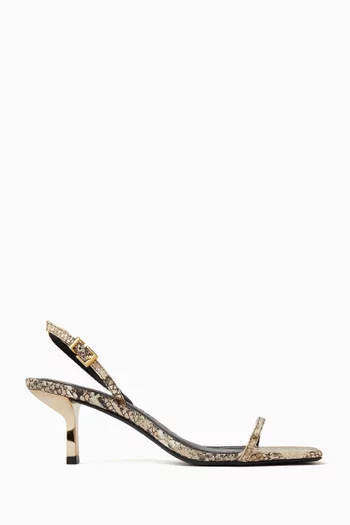 Judith 65 Slingback Sandals in Snake-embossed Leather