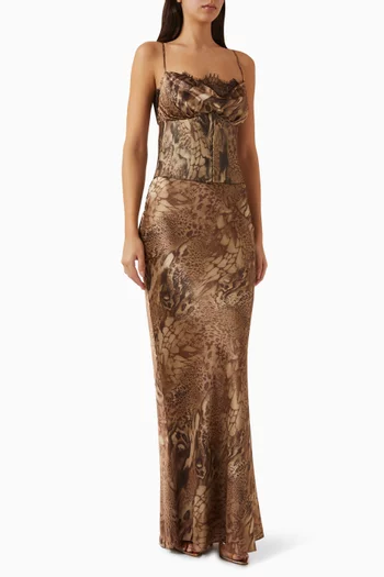 Cleodora Maxi Dress in Silk Satin