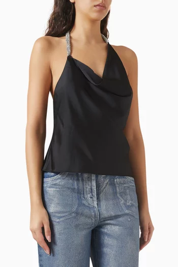 بلوزة آبي مزينة بتطريزات