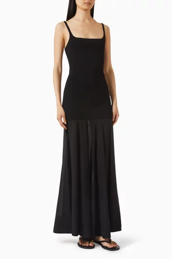 فستان بحافة مستديرة حرير شفاف