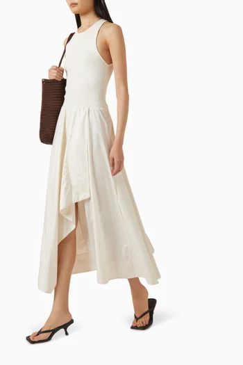 Knit Bodice Asymmetric Dress