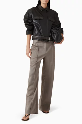 Belted Jacket in Brushed Leather