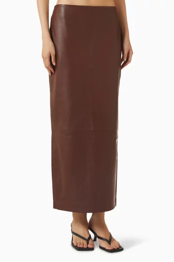 Column Skirt in Lambskin Leather