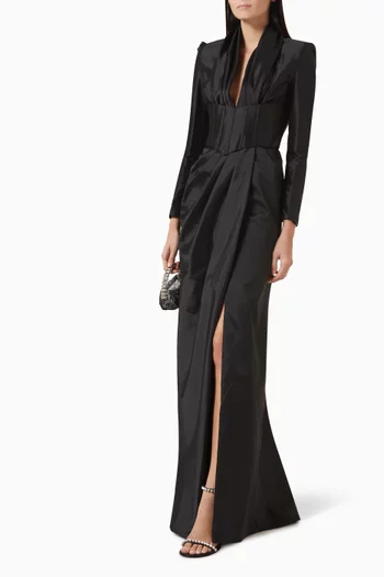 Lydia Slit Dress in Taffeta