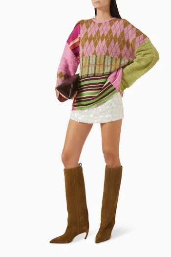 تنورة قصيرة مطرزة بترتر على شكل زهور