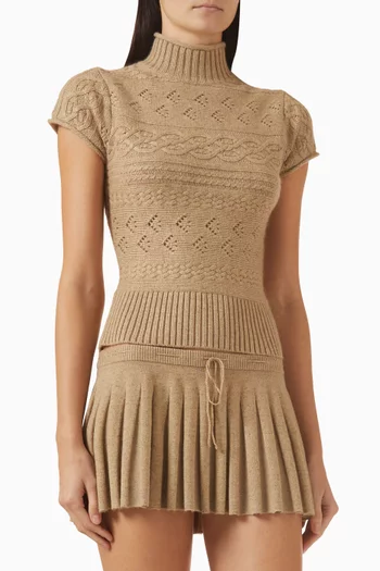 بلوزة فيفيان بياقة عالية منسوجة