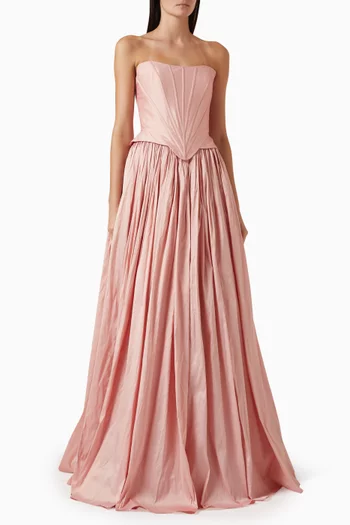 فستان سهرة سولفي بنمط مشد قماش تفتا