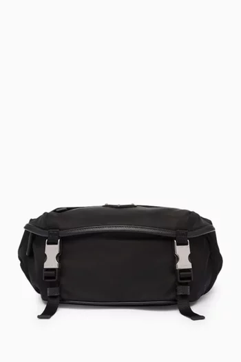 Logo Shoulder Bag in Re-Nylon & Saffiano Leather