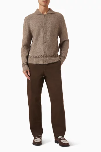 Novel Collared Cardigan in Wool