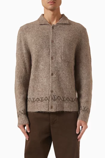 Novel Collared Cardigan in Wool