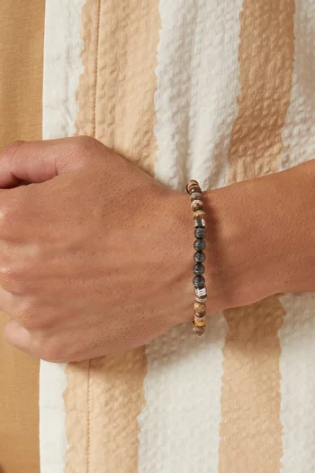 سوار ستونهنج بملمس جرافياتو وخرز عقيق فضة إسترلينية