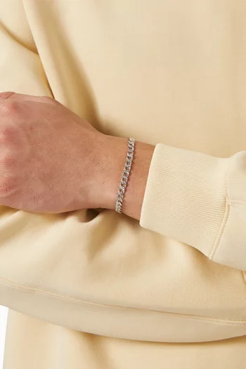 سوار مارتيلاتو بسلسلة وحلقات متصلة فضة إسترلينية مطلية بالروديوم