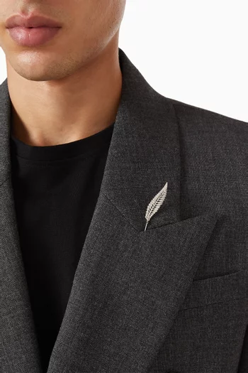 دبوس بورقة نبات السرخس معدن مطلي بالبلاديوم