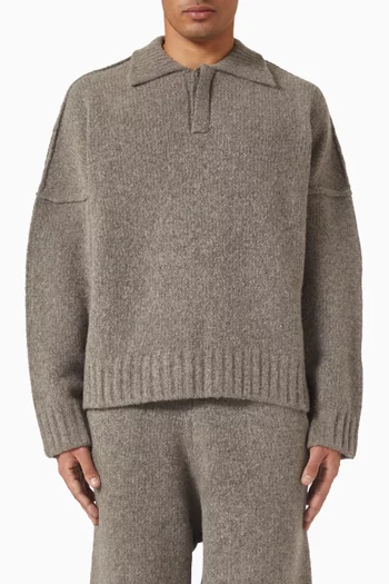 سترة بولو بنسيج صوف