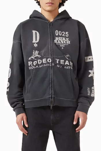 كنزة بغطاء رأس وسحّاب فينتج بطبعة Rodeo Team قطن