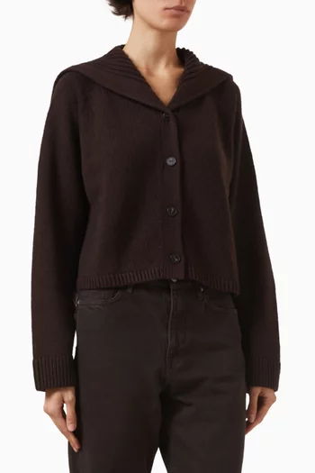 Sailor-collar Cardigan in Wool