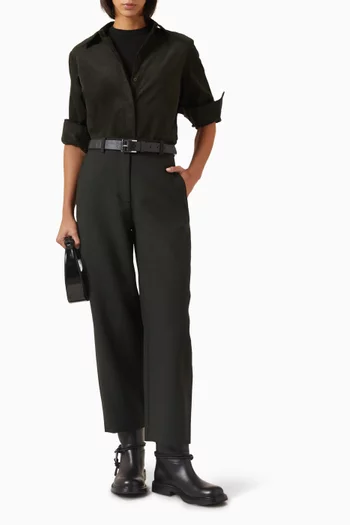 بنطال قصير صوف بقصة ساق أسطوانية