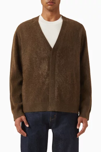 V-neck Cardigan in Brushed Cashmere