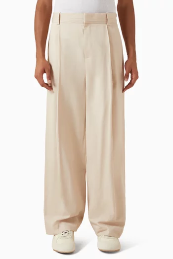 Pleated Wide-leg Pants in Twill