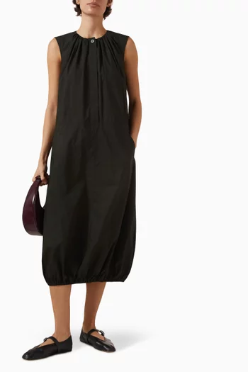 فستان متوسط الطول بحافة منفوخة