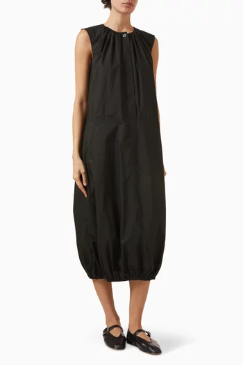 فستان متوسط الطول بحافة منفوخة