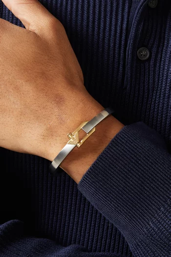 Logo Cuff Bracelet in Stainless Steel