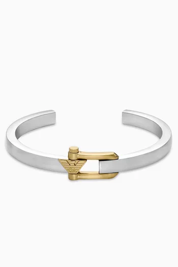 Logo Cuff Bracelet in Stainless Steel
