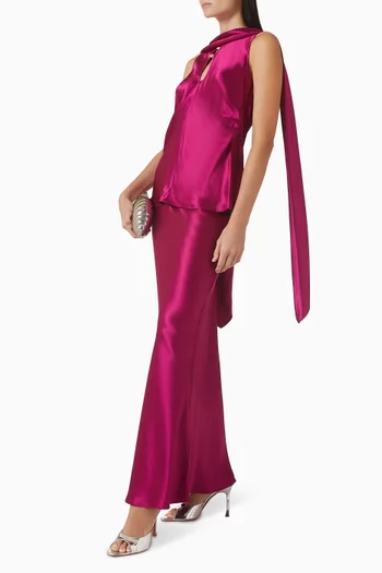 Sharrow Scarf Top in Satin