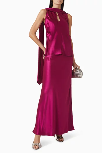 تنورة شورت جرين طويلة ستان