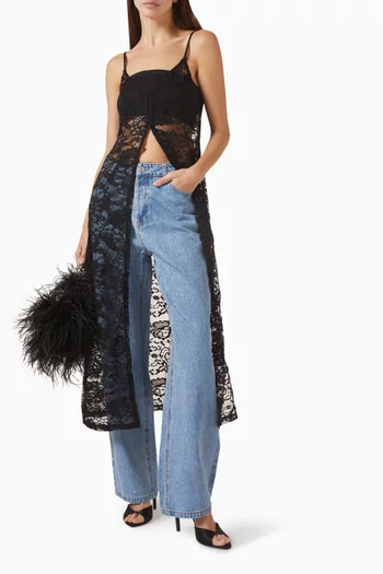 بلوزة كاميسول ليسد ان لاف طويلة