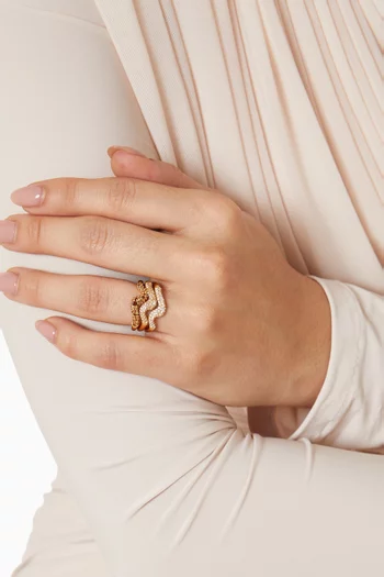 خاتم مولتن سنو متعدد الطبقات مطلي ذهب عيار 18‏، 3 قطع