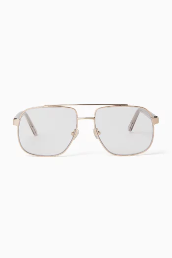 Amelia Aviator Glasses in Stainless Steel