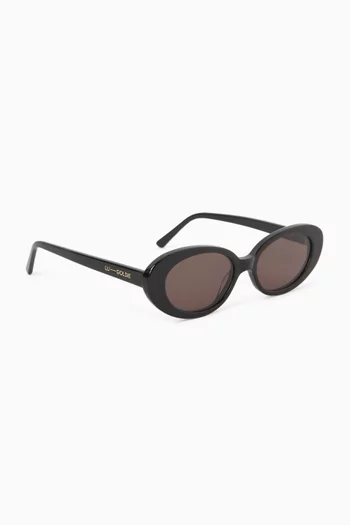 JEANNE OVAL SUNGLASSES WITH TINTED LENS AND 100% UVA + UVB PROTECTION, W 138MM H 42MM:BLK:One Size|218879853