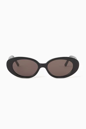 JEANNE OVAL SUNGLASSES WITH TINTED LENS AND 100% UVA + UVB PROTECTION, W 138MM H 42MM:BLK:One Size|218879853