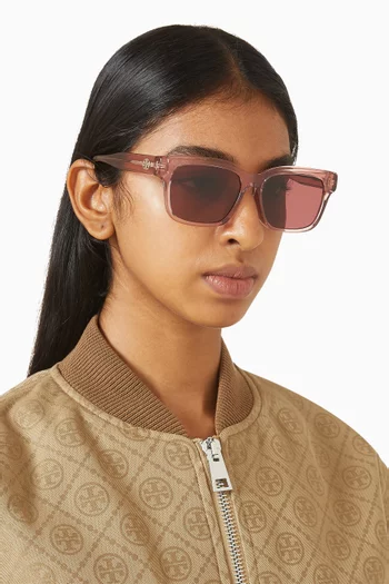 Transparent Square Sunglasses in Acetate