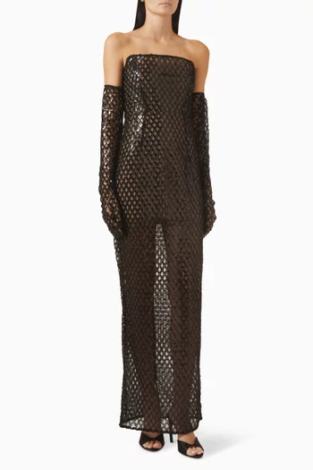 Farah Gloves Sequin-embellished Maxi Dress
