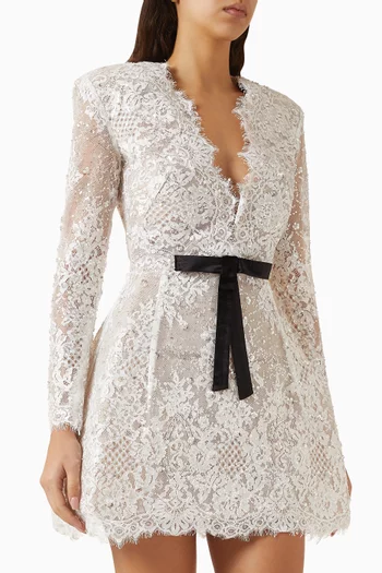 Isa Bow Mini Dress in Lace